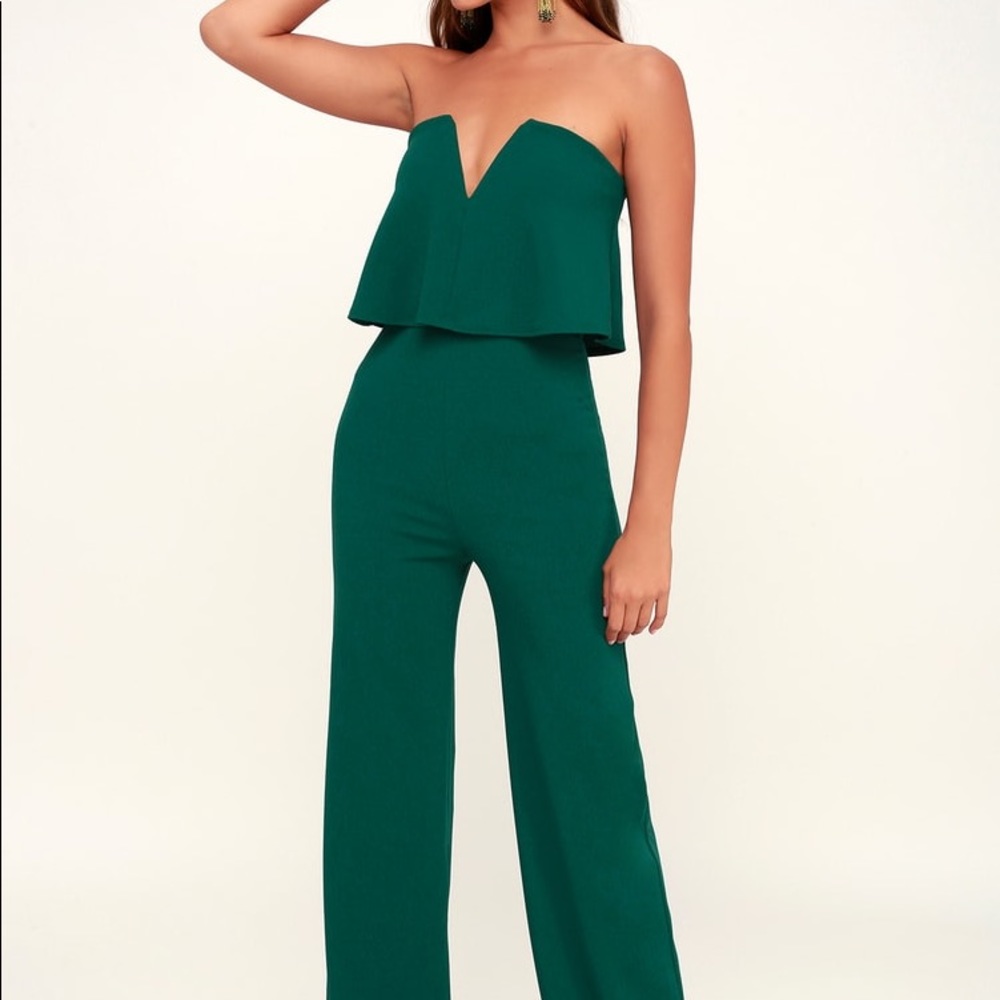 Power of Love Emerald Green Strapless Jumpsuit